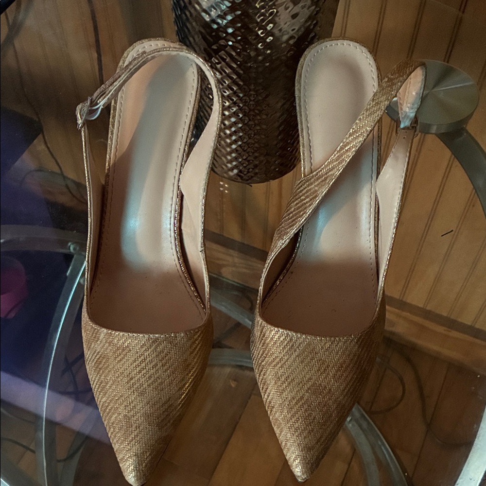 Women's Pointed Slingback Heels in Gold
